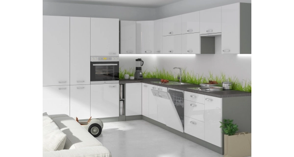 HARLOW, skříňka vysoká 40 DK-210 2F šedá / bílý lesk