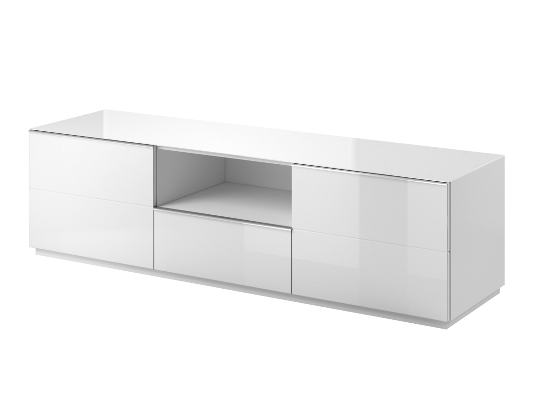 Levně DEJEON televizní stolek 2D1V, bílá/bílé sklo