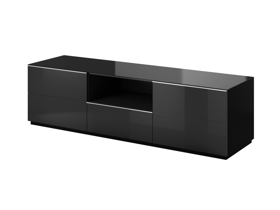 Levně DEJEON televizní stolek 2D1V, černá/černé sklo
