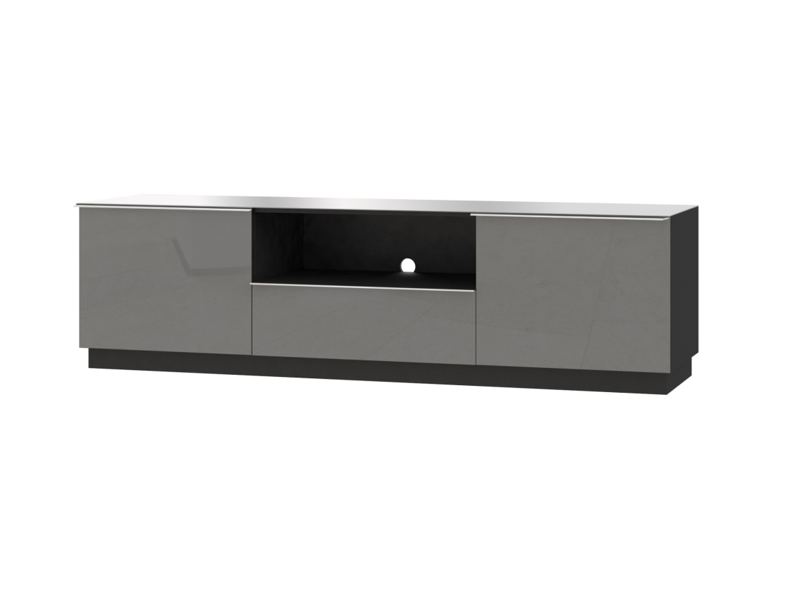 Levně DEJEON televizní stolek 2D1V, černá/šedé sklo