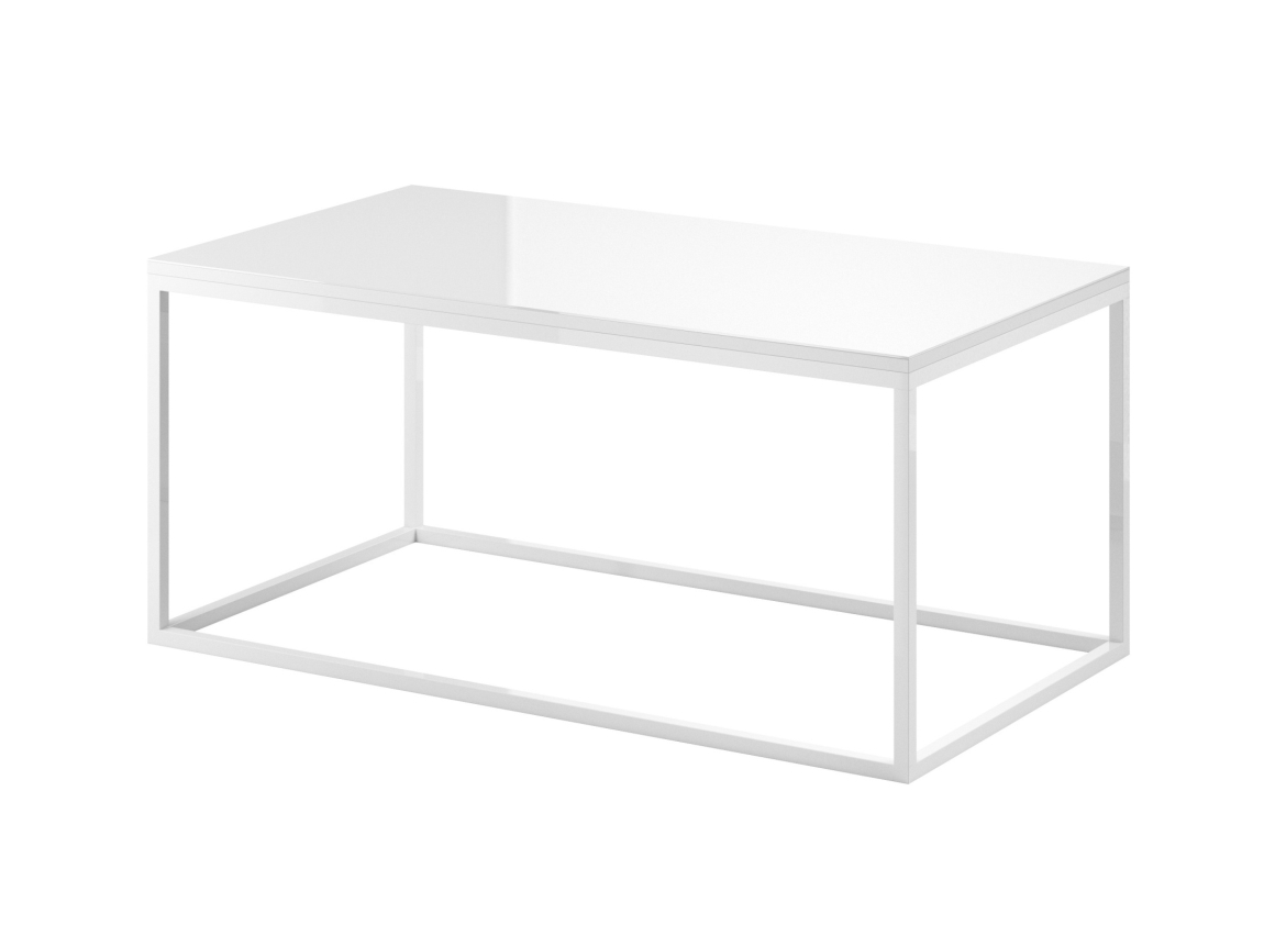 Levně DEJEON konferenční stolek, bílá/bílé sklo