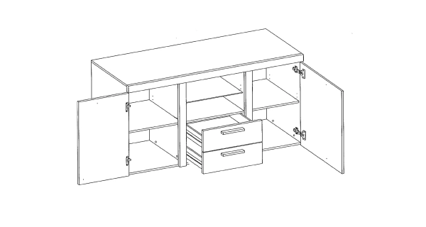 HEMSUT komoda 2-dveřová, 2-zásuvková, bílá