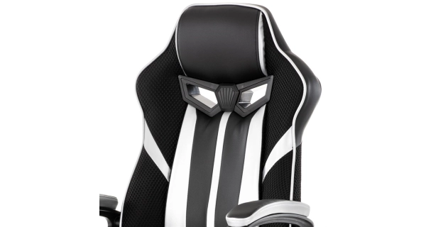 Herní křeslo GERIZIM, černá a stříbrná ekokůže/černá látka