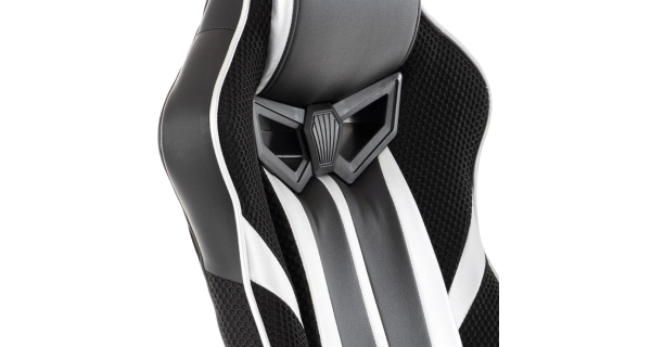 Herní křeslo GERIZIM, černá a stříbrná ekokůže/černá látka