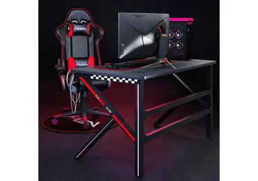 Herní stůl HOOKERI, černá/červená