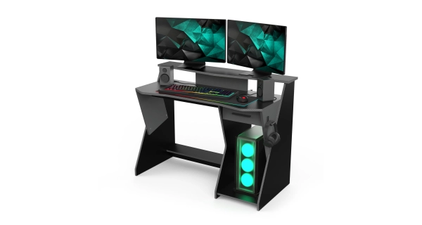 Herní stůl LUTHEUM, šedá/černá