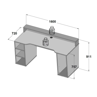 Herní stůl ROLWAL typ 1 včetně LED osvětlení, černý mat, 5 let záruka