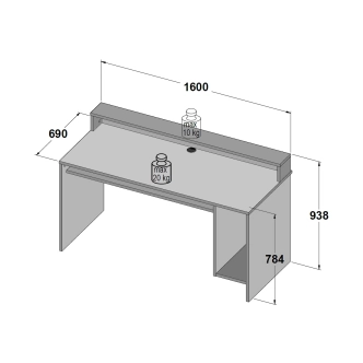 Herní stůl ROLWAL typ 2, černý mat/oranžová, 5 let záruka
