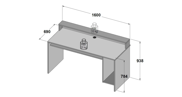 Herní stůl ROLWAL typ 2, černý mat/oranžová, 5 let záruka
