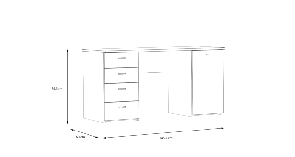 INLO psací stůl, dub artisan, 5 let záruka