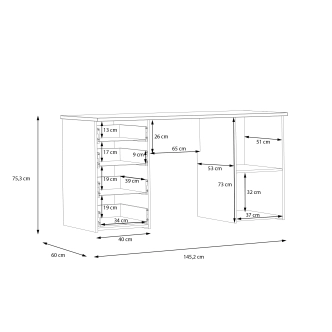 INLO psací stůl, dub artisan, 5 let záruka