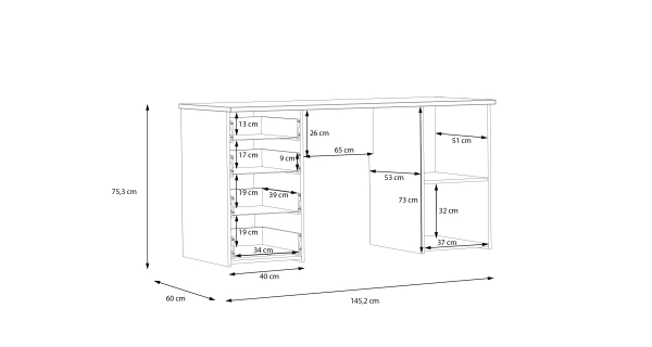 INLO psací stůl, dub artisan, 5 let záruka