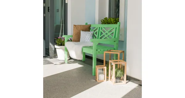 ITAYA, dřevěná zahradní lavička, neo mint, 124 cm
