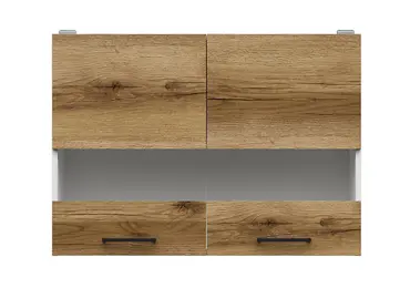 JAMISON, vitrína 80 cm, bílá/dub delano světlý