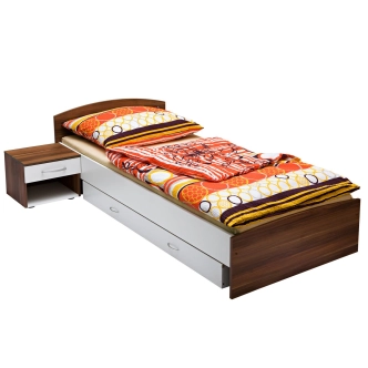 Jednolůžko ALBAY 90x200 cm, ořech/bílá