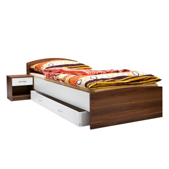 Jednolůžko ALBAY 90x200 cm, ořech/bílá