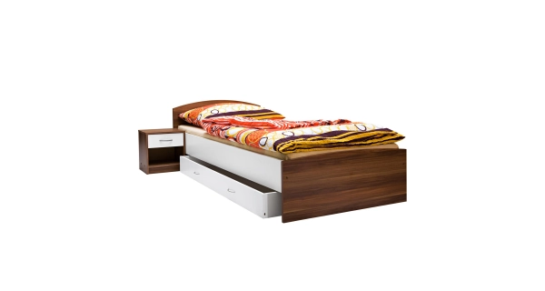 Jednolůžko ALBAY 90x200 cm, ořech/bílá