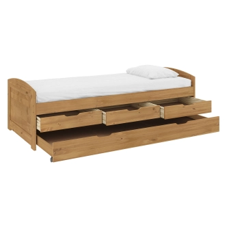 Jednolůžko s přistýlkou BANNY 90x200 cm vč. roštu, masiv borovice/vosk