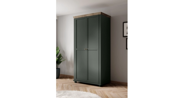 JEJUDO dvoudveřová skříň, zelená/dub lefkas