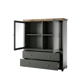 JEJUDO komoda 2D2S, zelená/dub lefkas