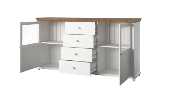 JEJUDO komoda 2D4S, abiskoash bílý/dub lefkas