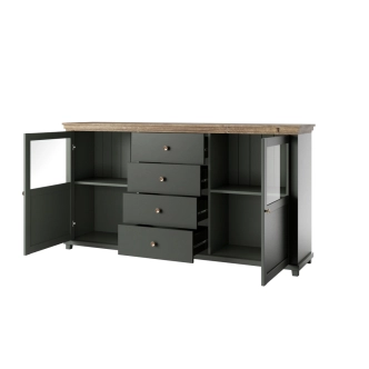 JEJUDO komoda 2D4S, zelená/dub lefkas