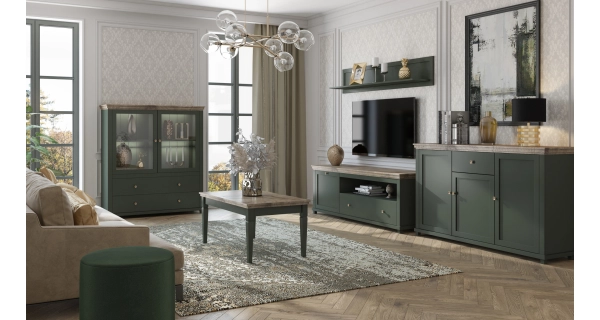 JEJUDO komoda 2D4S, zelená/dub lefkas