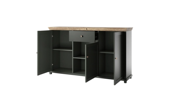 JEJUDO komoda 3D1S, zelená/dub lefkas