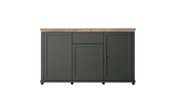 JEJUDO komoda 3D1S, zelená/dub lefkas