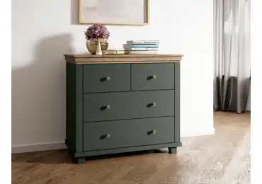 JEJUDO šuplíková komoda malá, zelená/dub lefkas