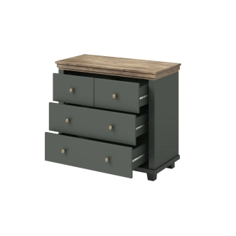 JEJUDO šuplíková komoda malá, zelená/dub lefkas