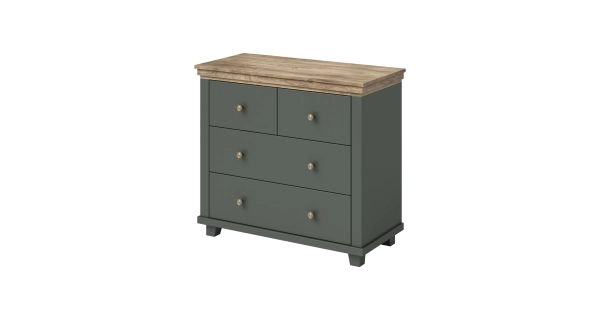 JEJUDO šuplíková komoda malá, zelená/dub lefkas