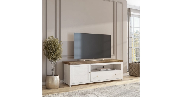 JEJUDO televizní stolek, abiskoash bílý/dub lefkas