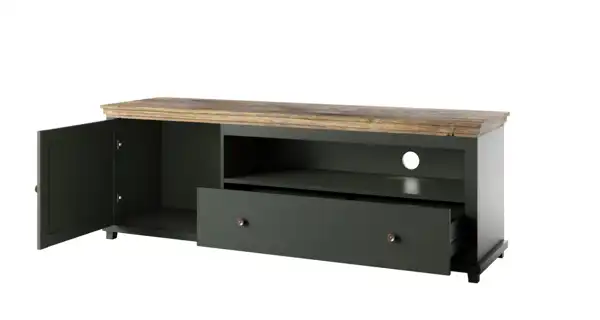 JEJUDO televizní stolek, zelená/dub lefkas