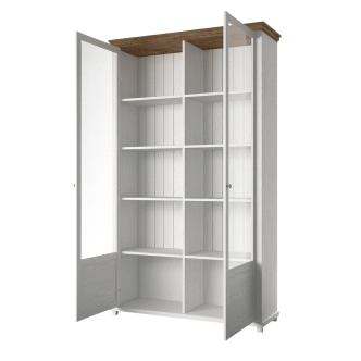 JEJUDO vitrína 2D, abiskoash bílý/dub lefkas