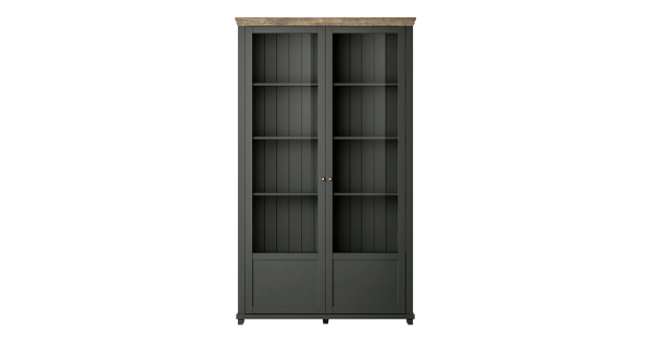 JEJUDO vitrína 2D, zelená/dub lefkas