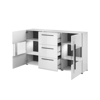JEOLLA komoda 2D3S typ 2, bílá/bílý lesk