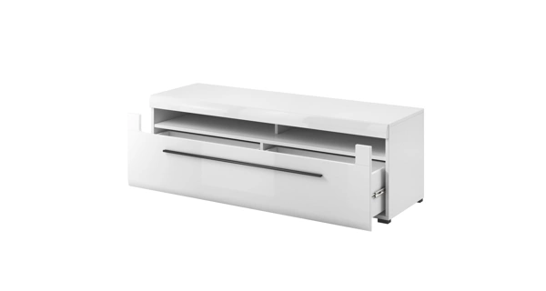 JEOLLA televizní stolek šíře 160 cm, bílá/bílý lesk