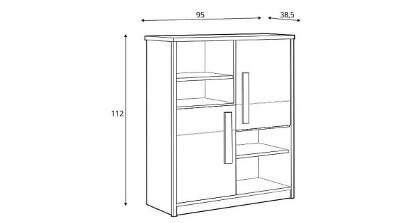 JERIMOTH komoda nízká, buk iconic/bílý lesk/šedá, 5 let záruka