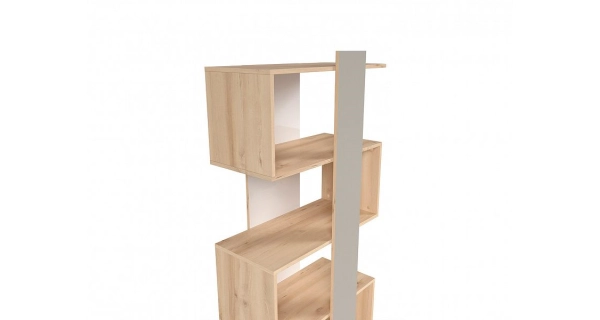 JERIMOTH regál, levý, buk iconic/bílý lesk/šedá, 5 let záruka