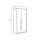 JERIMOTH šatní skříň 2D, buk iconic/bílý lesk/šedá, 5 let záruka