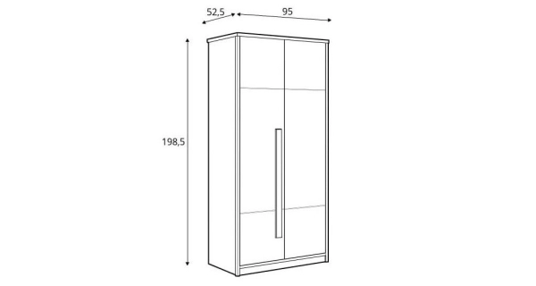 JERIMOTH šatní skříň 2D, buk iconic/bílý lesk/šedá, 5 let záruka