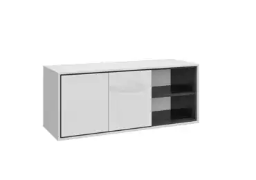 JERVEL koupelnová závěsná skříňka 2D pod umyvadlo s policemi, bílá-černá/bílý lesk