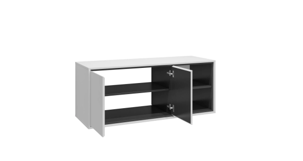 JERVEL koupelnová závěsná skříňka 2D pod umyvadlo s policemi, bílá-černá/bílý lesk