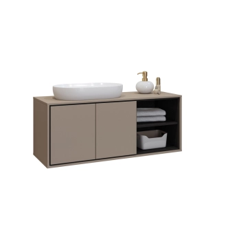 JERVEL koupelnová závěsná skříňka 2D pod umyvadlo s policemi, congo-černá/congo