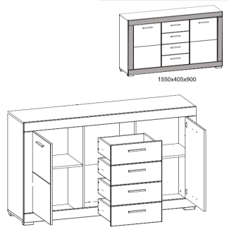 Jídelna JAMASOTA 2, bílý mat/grafit