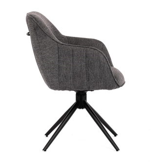 Jídelní a konferenční židle FENWELJOR, tmavě šedá látka, černý kov