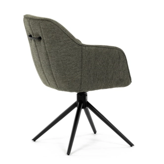 Jídelní a konferenční židle FENWELJOR, zelená látka, černý kov