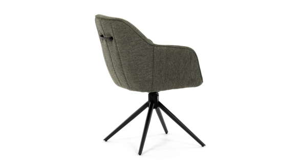 Jídelní a konferenční židle FENWELJOR, zelená látka, černý kov