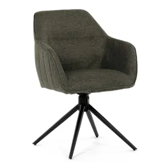 Jídelní a konferenční židle FENWELJOR, zelená látka, černý kov